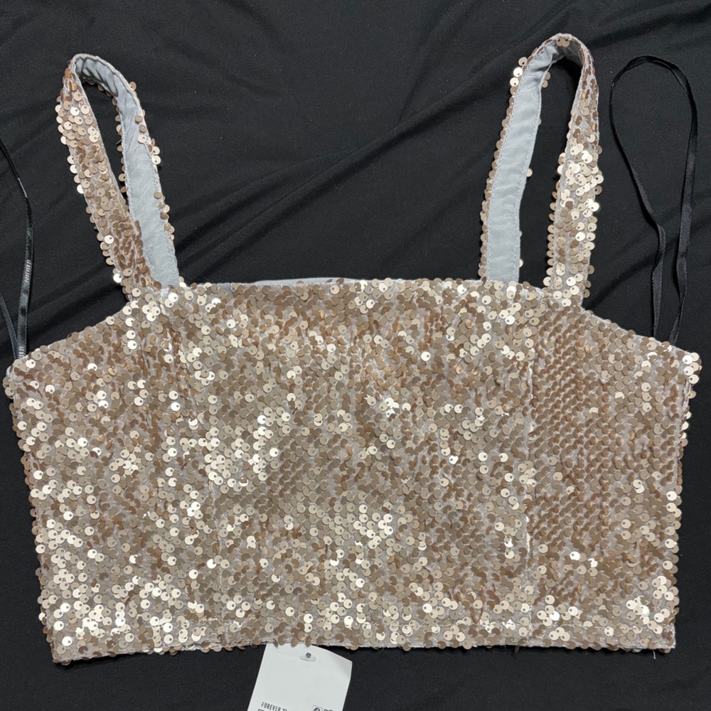 Forever 21 Shimmering Gold Sequin Crop Top